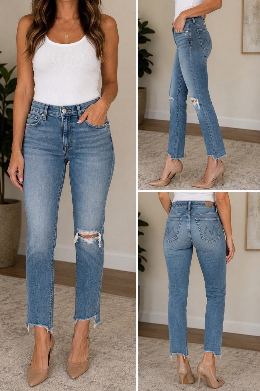 MOTHER The Looker Ankle Step Fray Jeans 28 Exposed Secret Sister